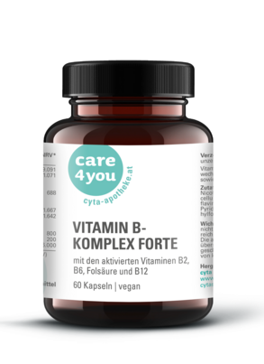 Sie sehen eine Packung Vitamin B Komplex Forte Kapseln 60 Stk., Produktbild: 01 Vitamin B Komplex Forte Kapseln 60 Stk., A-Nr.: 8027725 - 01