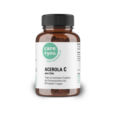 Sie sehen eine Packung Acerola C Plus Zink Kapseln, 60 Stk., Produktbild: 01 Acerola C Plus Zink Kapseln, 60 Stk., A-Nr.: 8027636 - 01